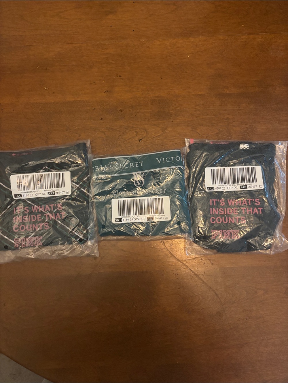 NWT Victoria's Secret & PINK Panties Bundle Set 3-Pack Size L Large Plaid Logo T